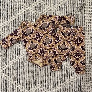 Kate Quinn Purple and Gold 0-3 Bodysuit and Leggings Set